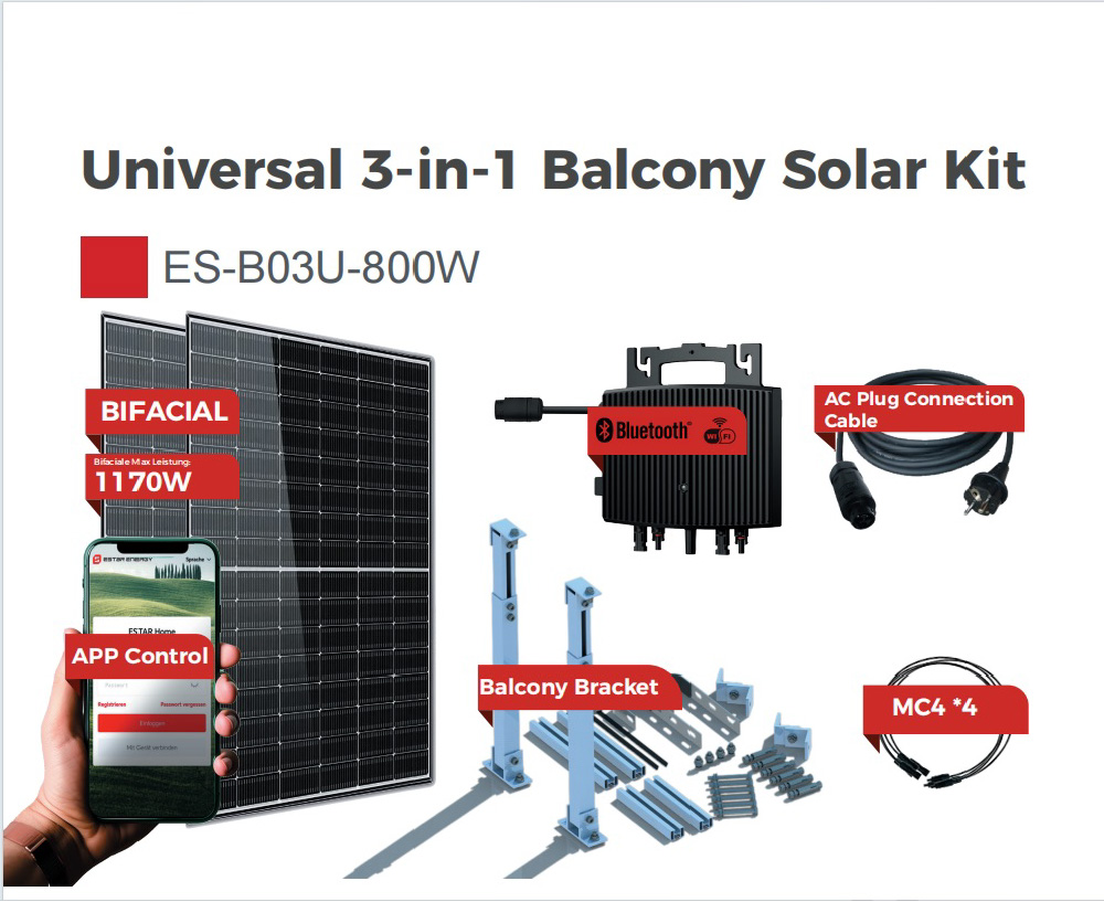 Universal 3 in 1 Balcony Solar Kit